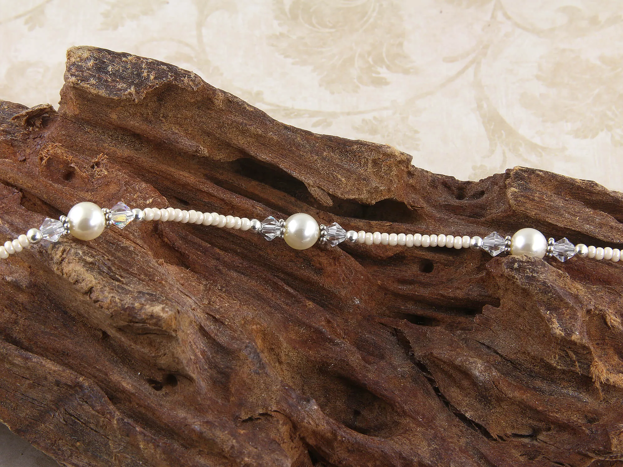 Serene - Pearl White Crystal Wedding Anklet