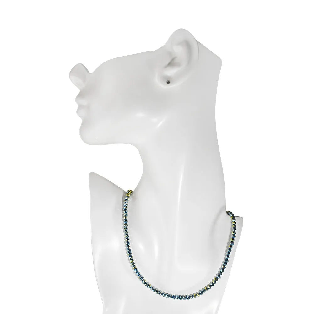 Shimmer Bead 18" Necklace (Goldtone/Green Iris)