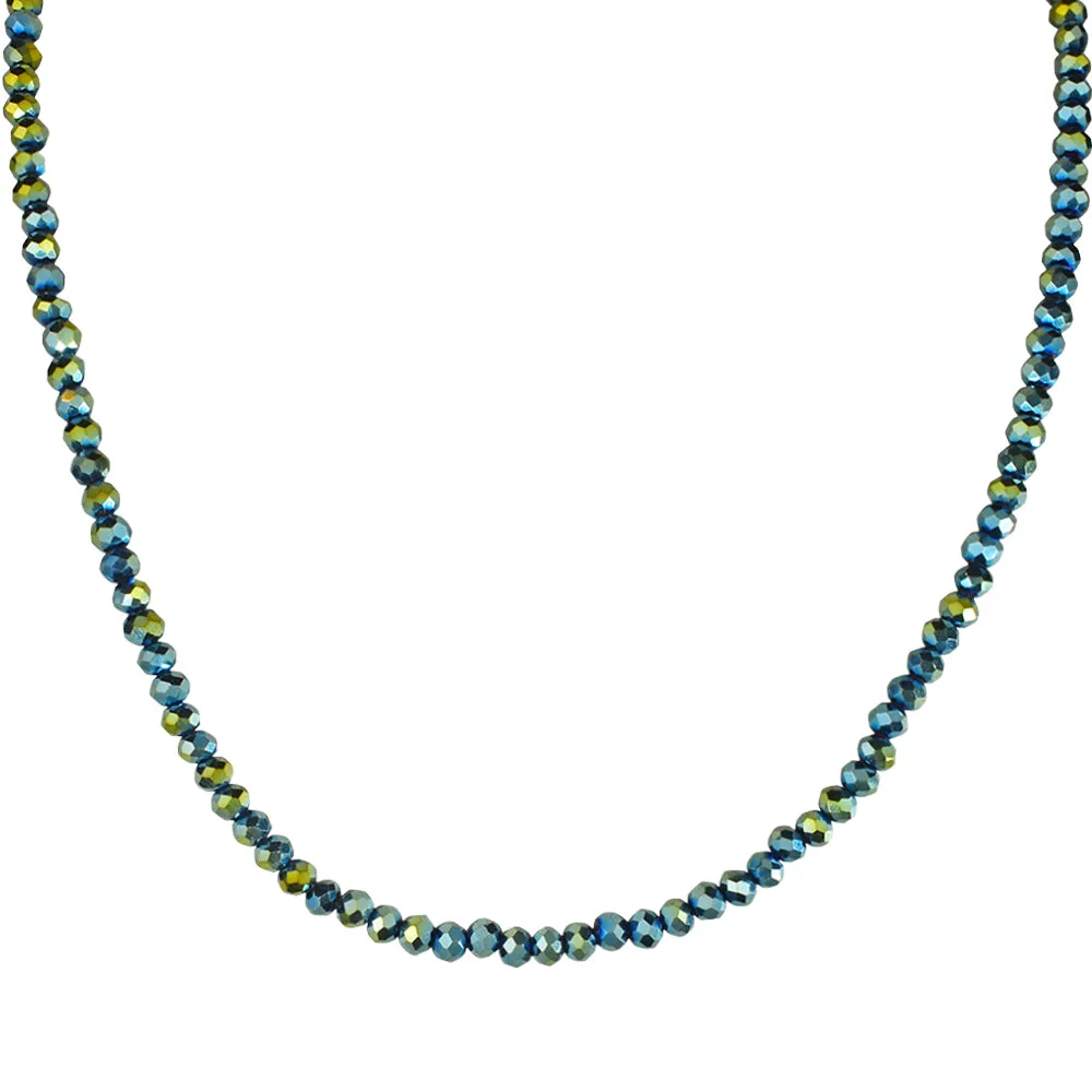 Shimmer Bead 18" Necklace (Goldtone/Green Iris)