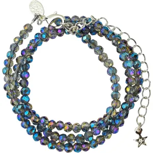 Shimmer Bead 18" Necklace (Sterling Silvertone/Mystic Blue)