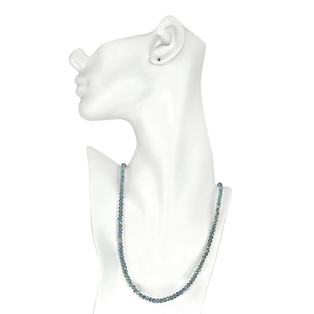 Shimmer Bead 18" Necklace (Sterling Silvertone/Mystic Blue)