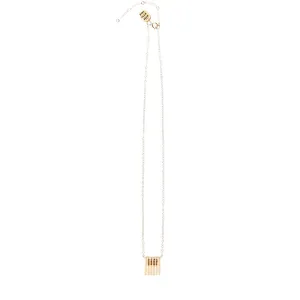 Short Block Tassel Necklace on Chain - PINK/GOLD