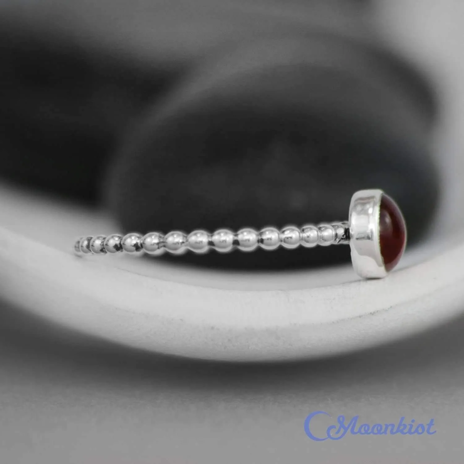 Simple Beaded Silver Promise Ring For Her | Moonkist Designs