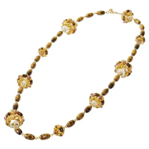 SOMNIA LONG NECKLACE, BROWN, GOLD-TONE PLATED