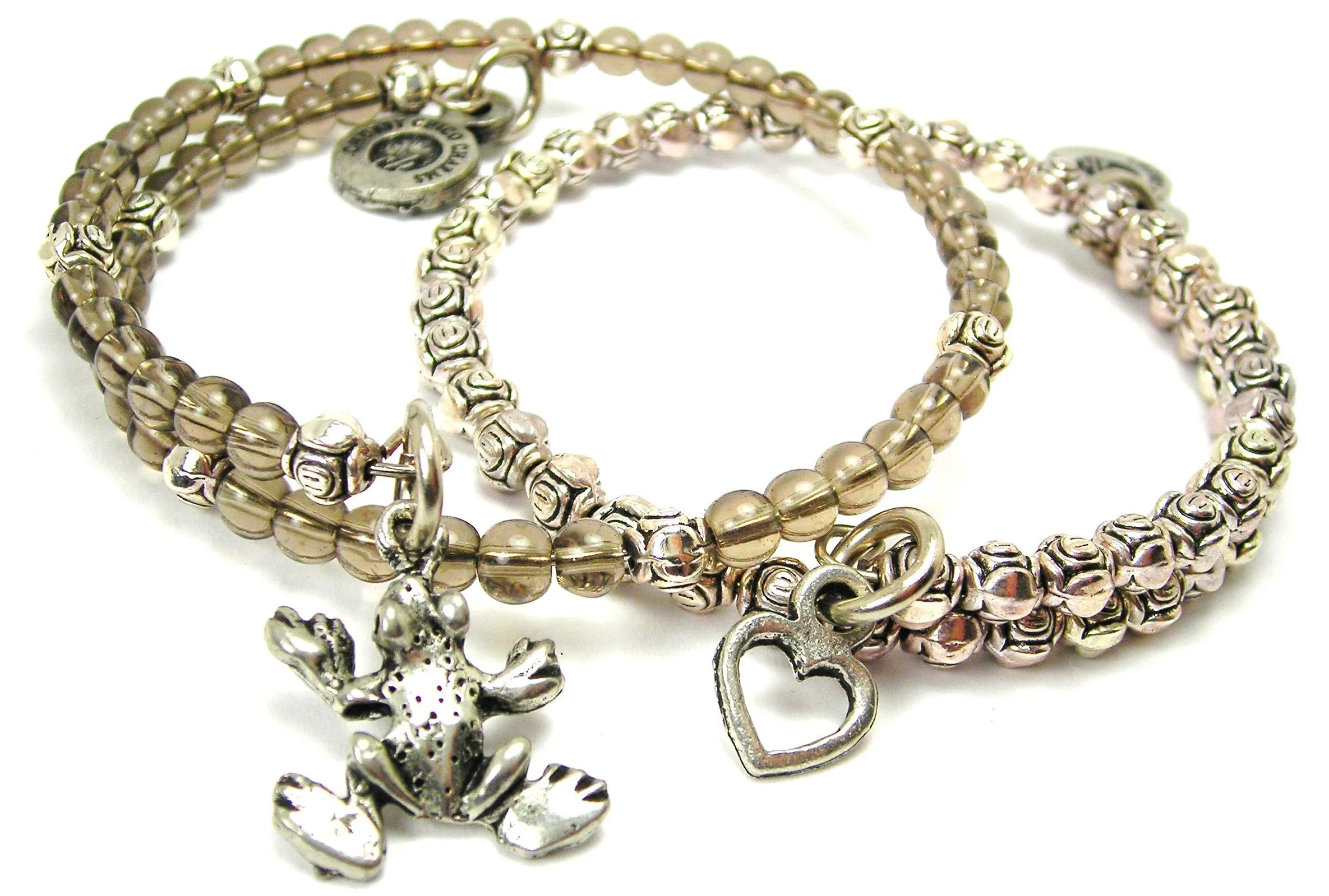 Spotter Frog Delicate Glass And Roses Wrap Bracelet Set