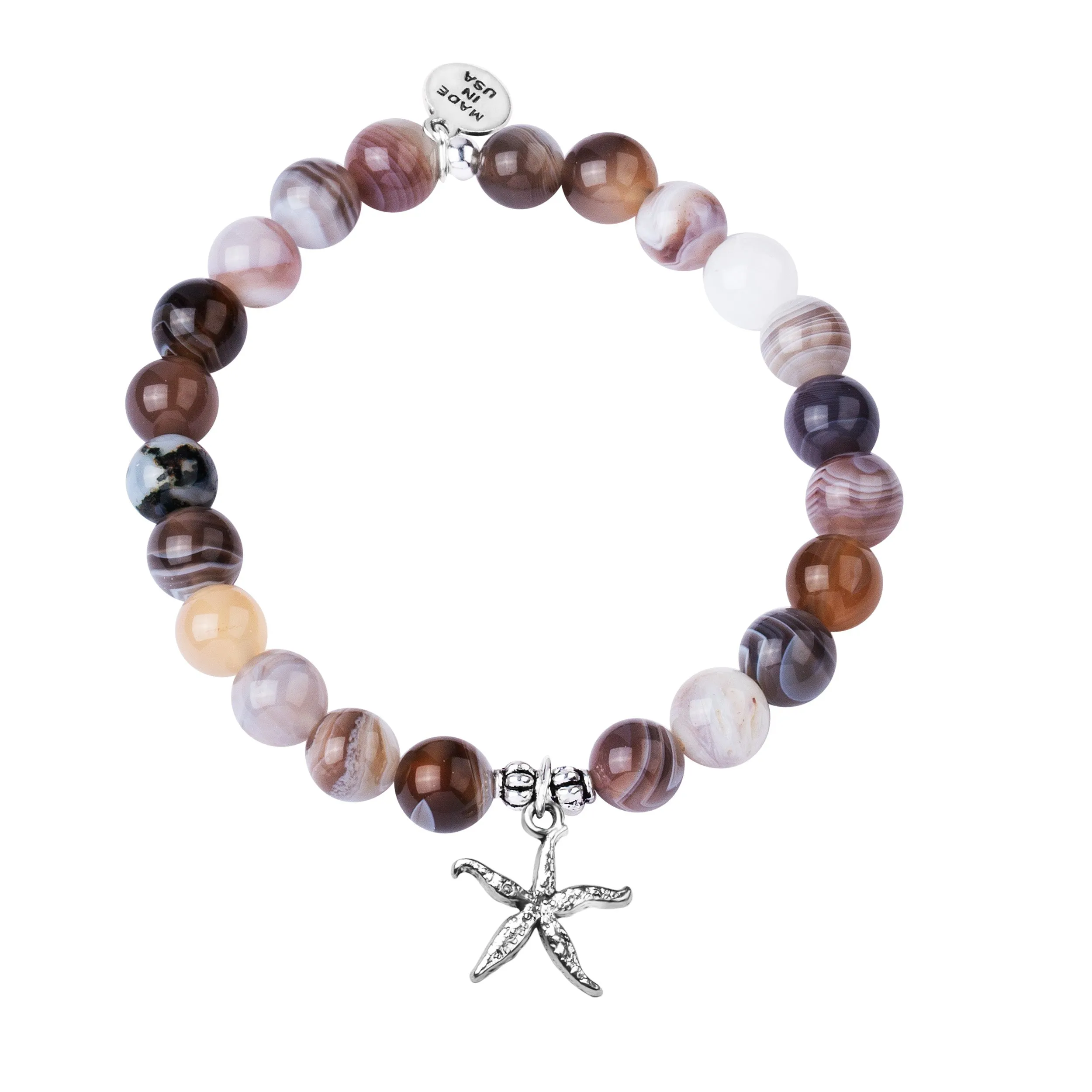 Starfish | Stone Beaded Charm Bracelet | Botswana