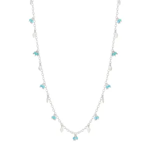 Sterling Silver Tiny Petal Chain with Turquoise