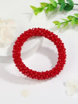 Thick Red Color Beaded Bracelet Women Bracelet Stackable Bracelet Crafted