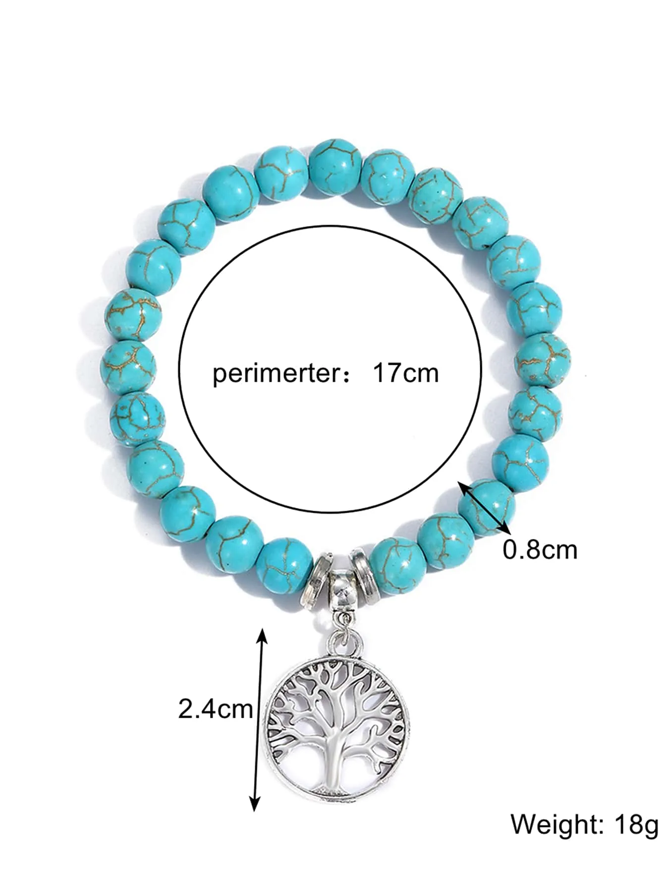 Tree Charm Turquoise Beaded Bracelet Women Bracelet Stackable Bracelet Crafted