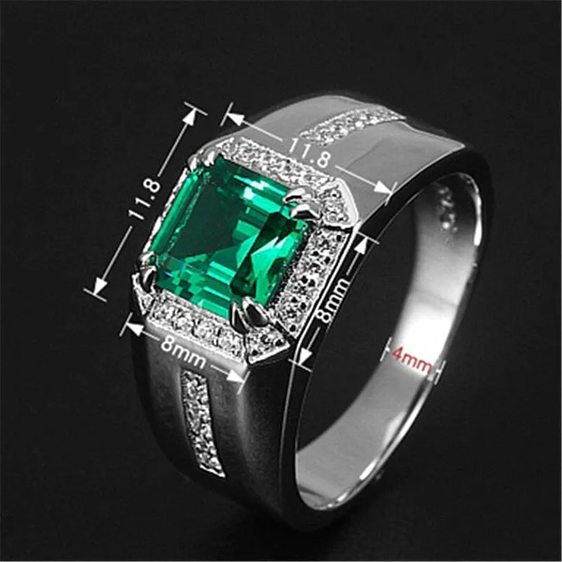 Trendy Emerald Sapphire Men Ring - 925 Sterling Silver