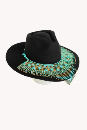 Turquoise Cascading Beaded Hat Necklace