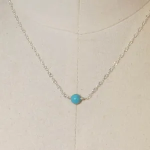 Turquoise Magnesite Tiny Single Gemstone Necklace