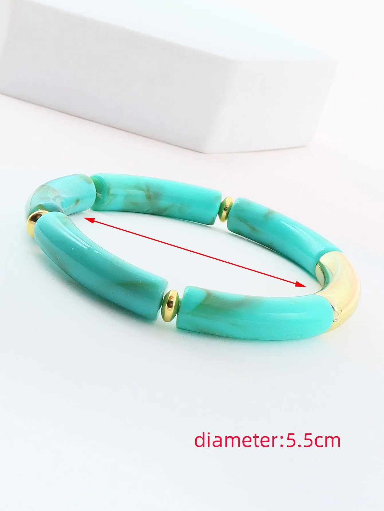 Turquoise Pattern Acrylic Beaded Bracelet Women Bracelet Stackable Bracelet