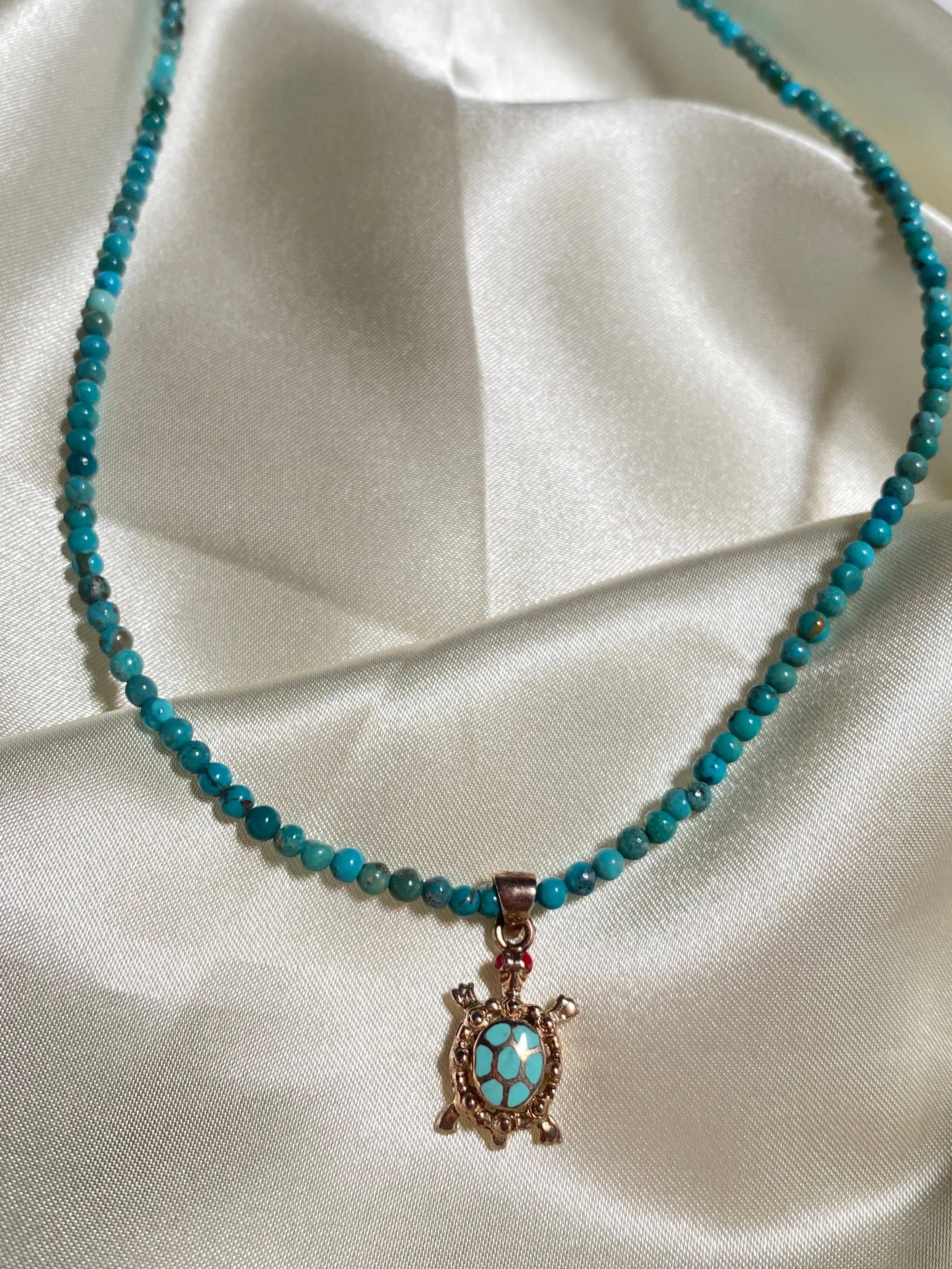 Turquoise Turtle Beaded Necklace