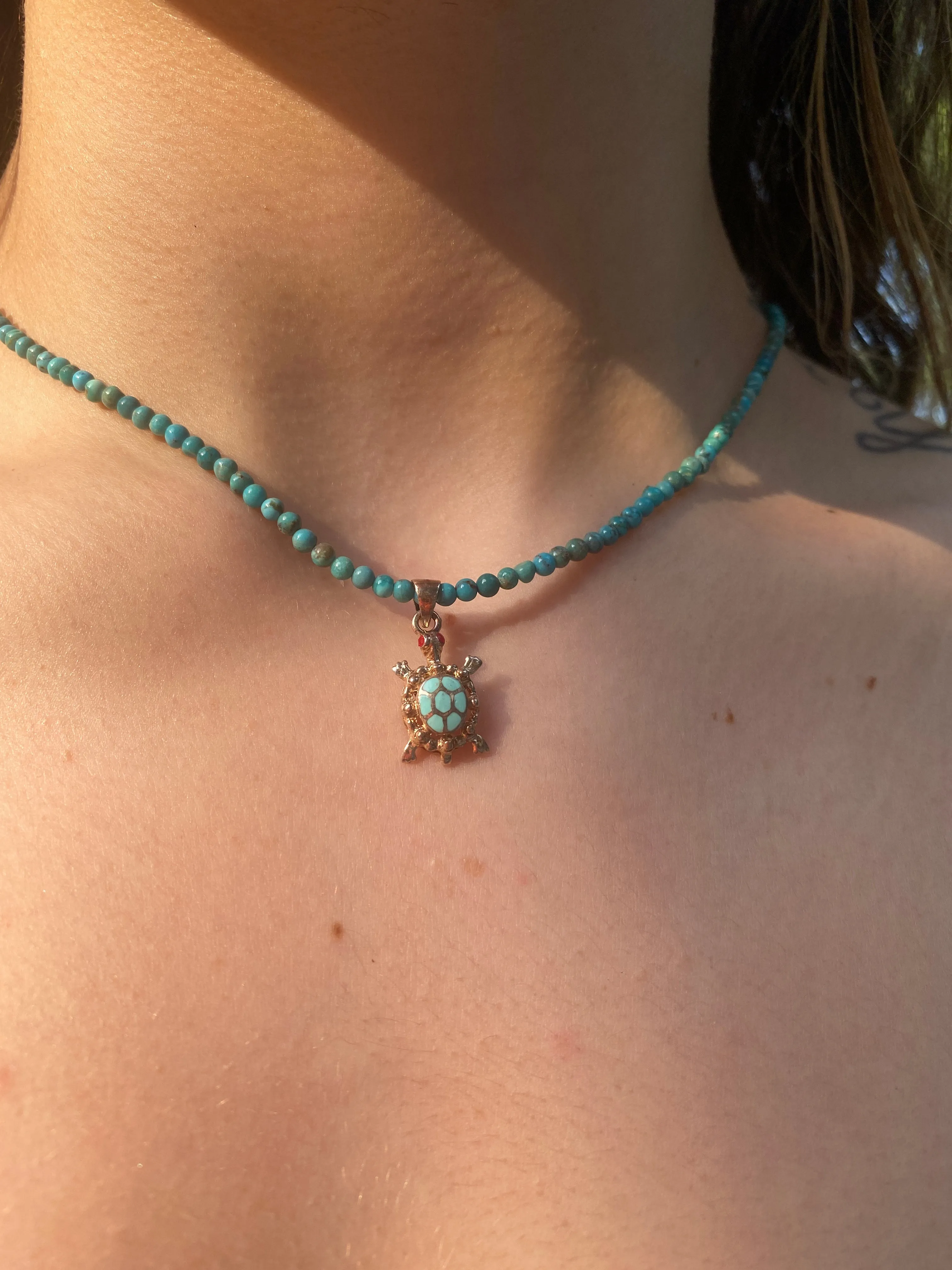 Turquoise Turtle Beaded Necklace