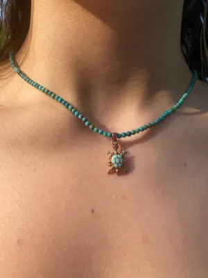 Turquoise Turtle Beaded Necklace