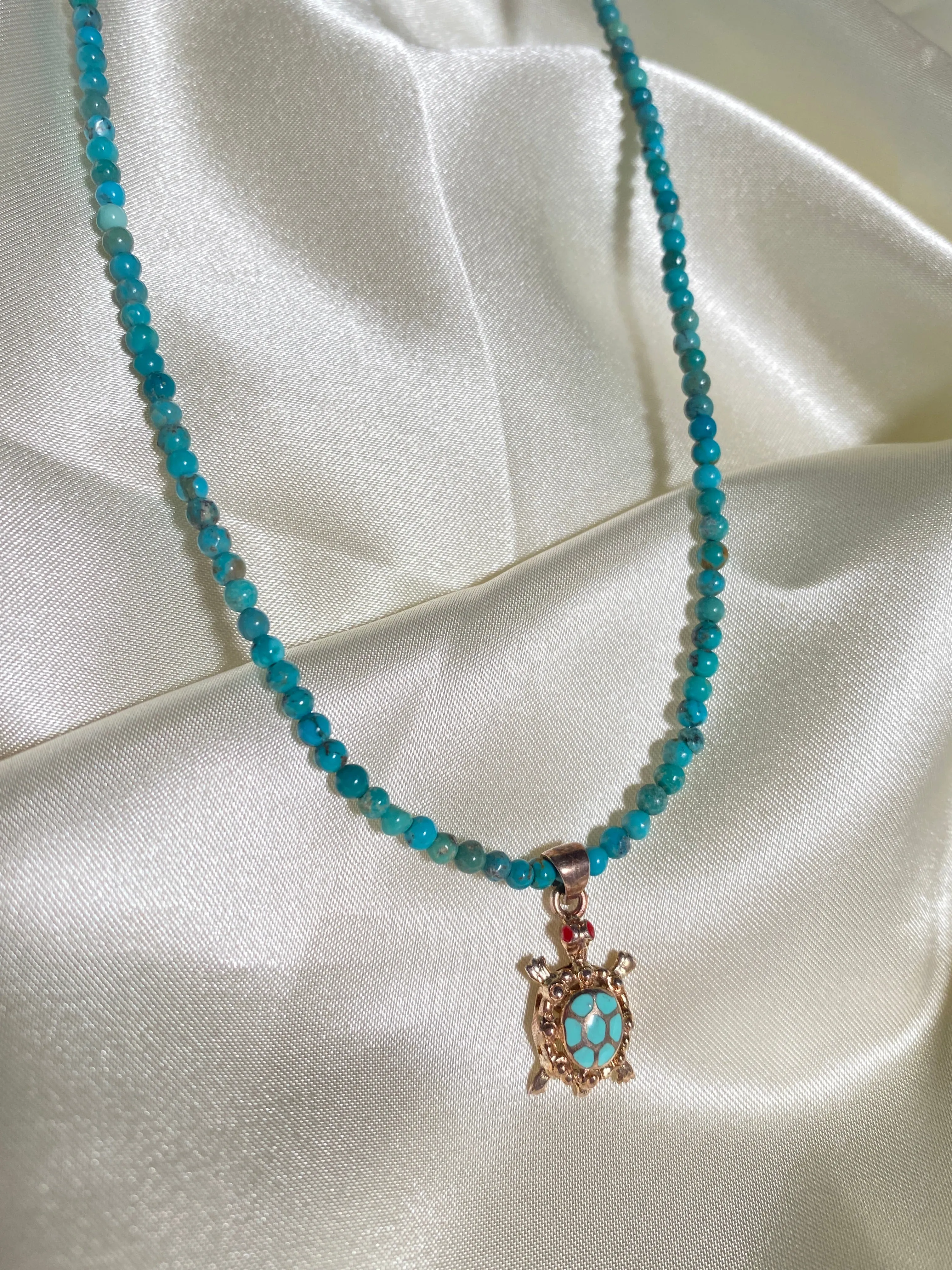 Turquoise Turtle Beaded Necklace