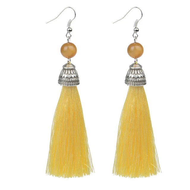 Vintage Fringe Tassel Earrings Luxury White Howlite Long Earring Dangle Natural Stone Drop Earrings Bohemian Boho For Women