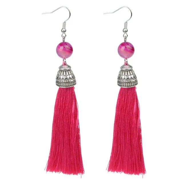 Vintage Fringe Tassel Earrings Luxury White Howlite Long Earring Dangle Natural Stone Drop Earrings Bohemian Boho For Women