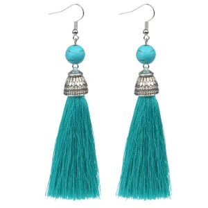 Vintage Fringe Tassel Earrings Luxury White Howlite Long Earring Dangle Natural Stone Drop Earrings Bohemian Boho For Women