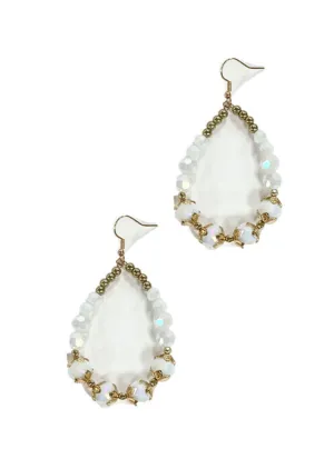 White Beaded Earrings