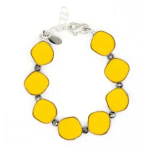 Yellow Small Circle Glass Beaded Bracelet